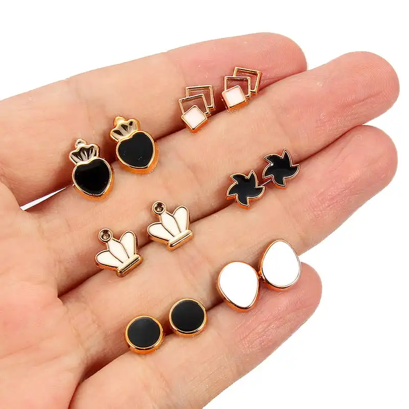 Buy 5 Pairs Mixed Styles White Black Ear rings tops studs and earrings drops latest designs at best price online in pakistan